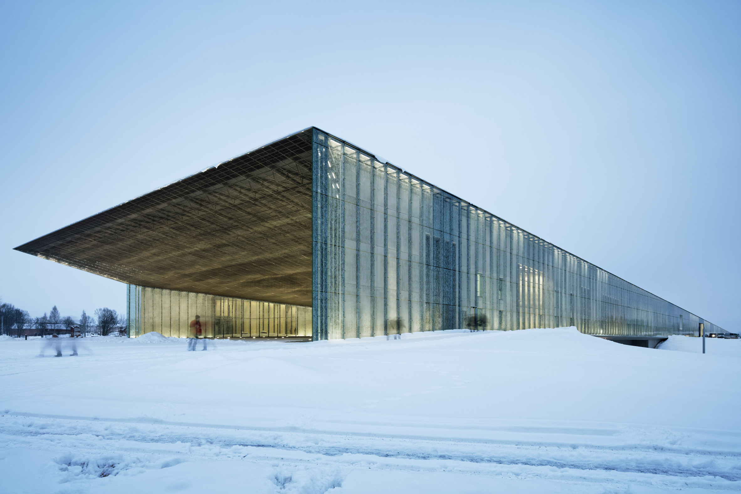 Image of the Estonian National Museum in the snow