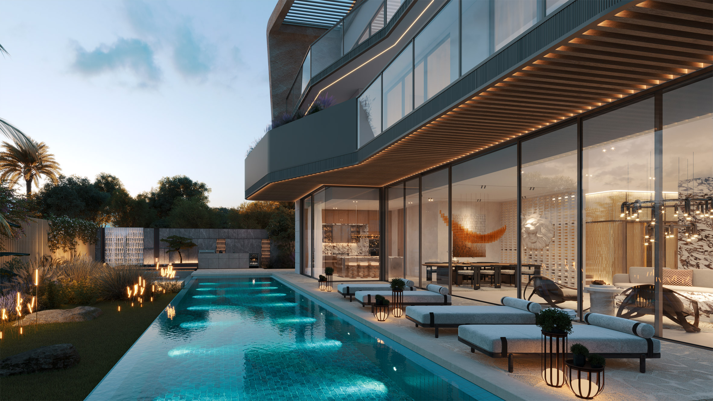Render of apartment with swimming pool